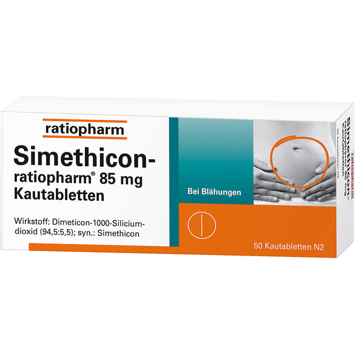 Simethicon-ratiopharm 85 mg Kautabletten bei Blähungen, 50 St. Tabletten