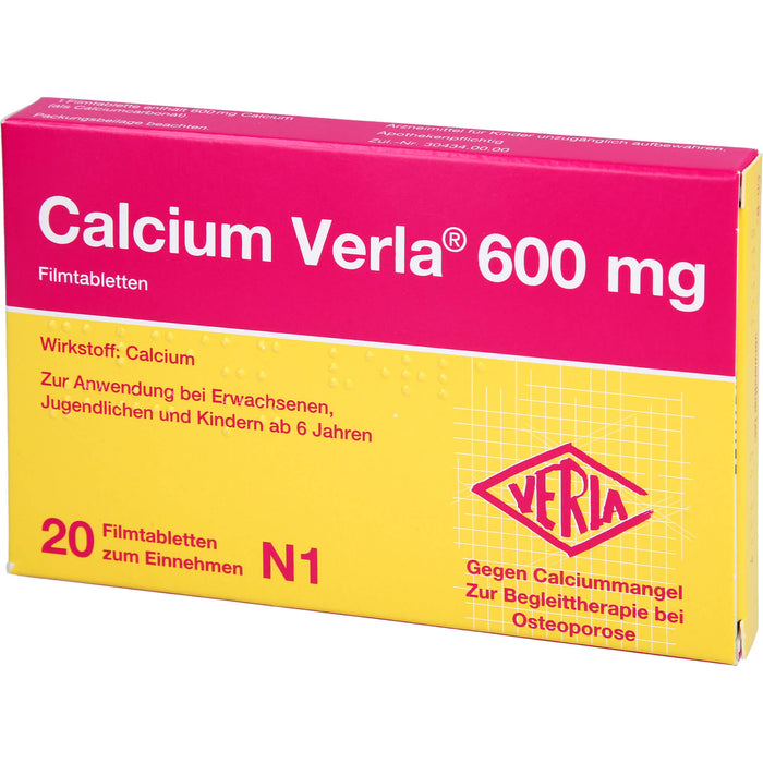 Calcium Verla 600 mg Filmtabletten, 20 pc Tablettes