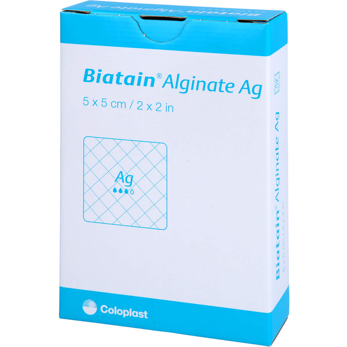 Biatain Alginate Ag Kompressen 5x5cm mit Silber, 10 St VER