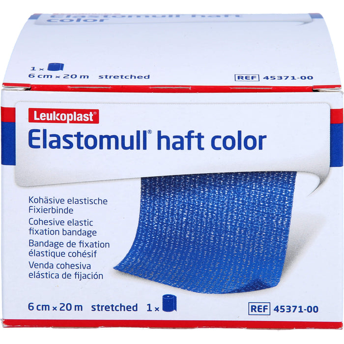 Elastomull haft color 6 cm x 20 m blaue kohäsive elastische Fixierbinde, 1 St. Binde