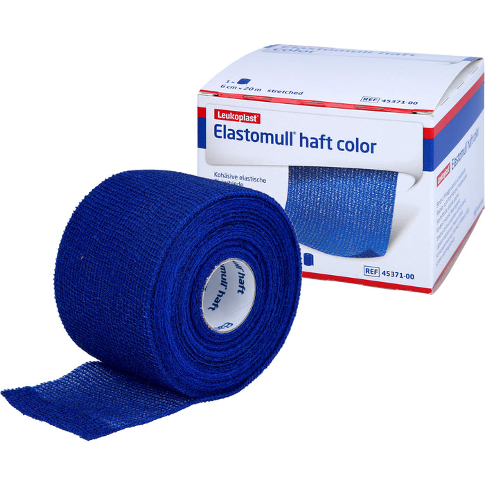 Elastomull haft color 6 cm x 20 m blaue kohäsive elastische Fixierbinde, 1 pcs. Bandage