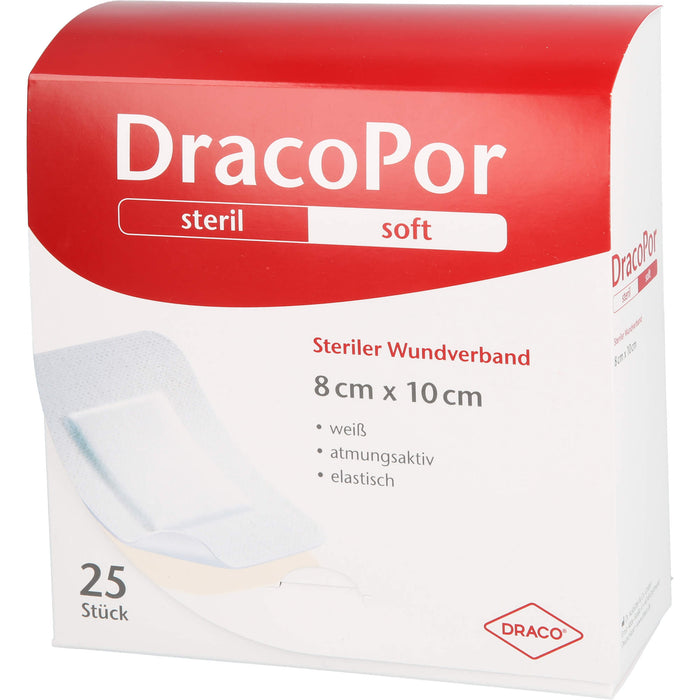 DracoPor soft weiß 8 cm x 10 cm steriler Wundverband, 25 pc Pansements