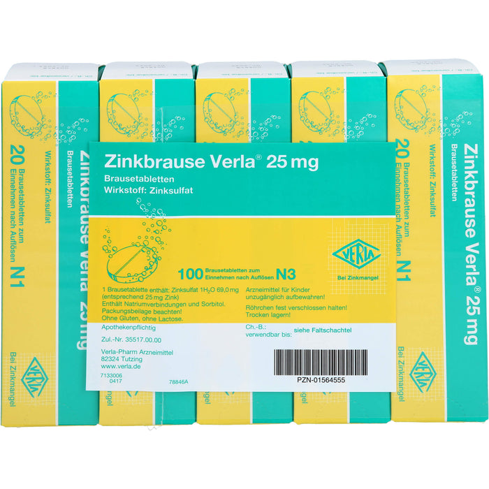 Zinkbrause Verla 25 mg Brausetabletten bei Zinkmangel, 100 pcs. Tablets