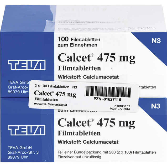 Calcet 475 mg Filmtabletten Phosphatbinder, 200 pc Tablettes