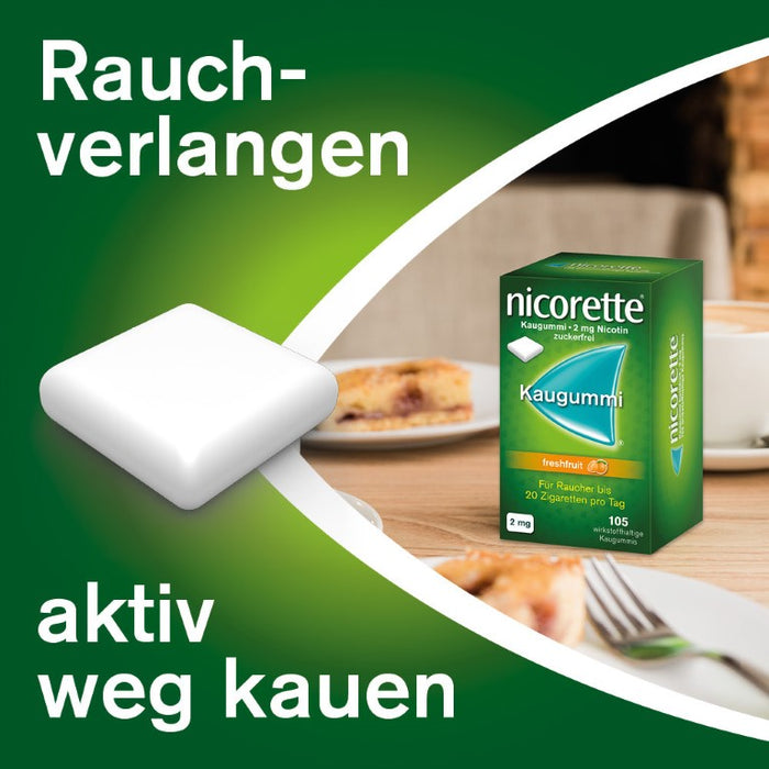 nicorette Kaugummi 2 mg Nicotin zuckerfrei freshfruit, 105 pc Gomme à mâcher