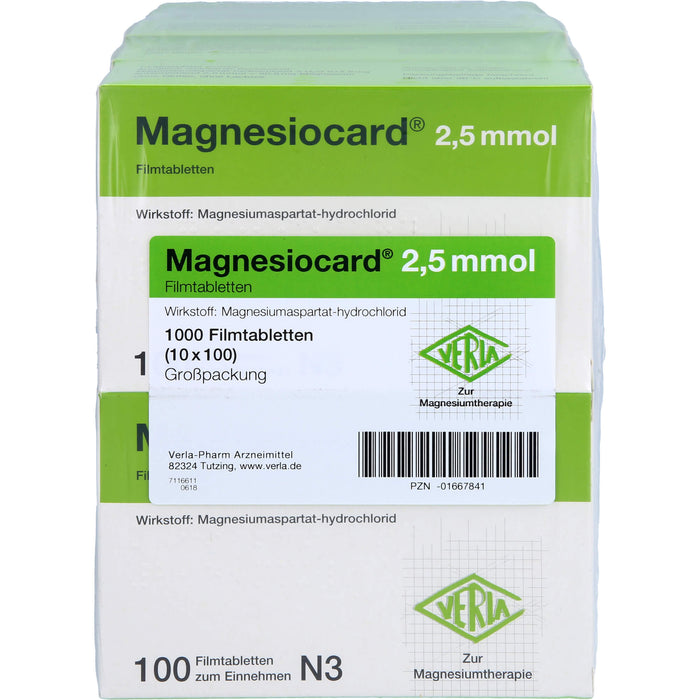 VERLA Magnesiocard 2,5 mmol Filmtabletten bei Magnesiummangel, 1000 pc Tablettes