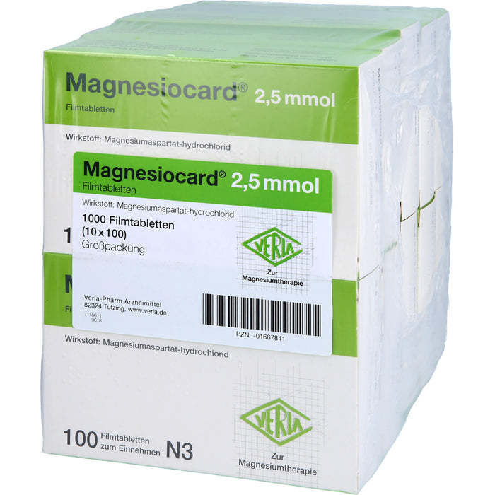 VERLA Magnesiocard 2,5 mmol Filmtabletten bei Magnesiummangel, 1000 St. Tabletten