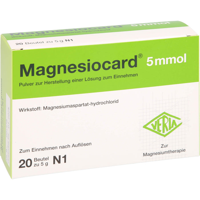 Magnesiocard 5 mmol Beutel zur Magnesiumtherapie, 20 pcs. Sachets