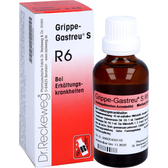 Dr.Reckeweg Grippe-Gastreu S R6 Tropfen bei Erkältungskrankheiten, 50 ml Lösung