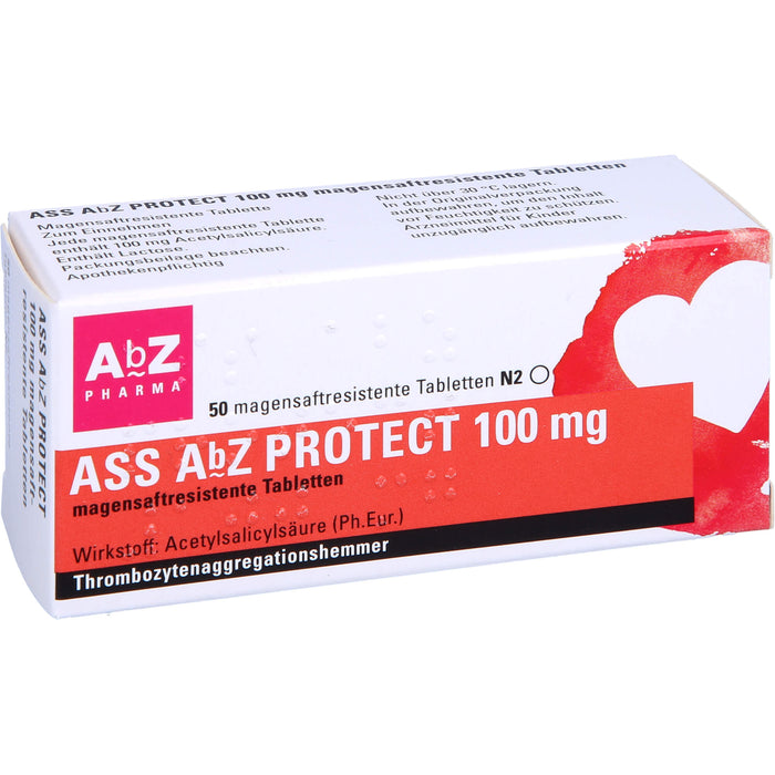 ASS AbZ Protect 100 mg magensaftresistente Tabletten, 50 pcs. Tablets