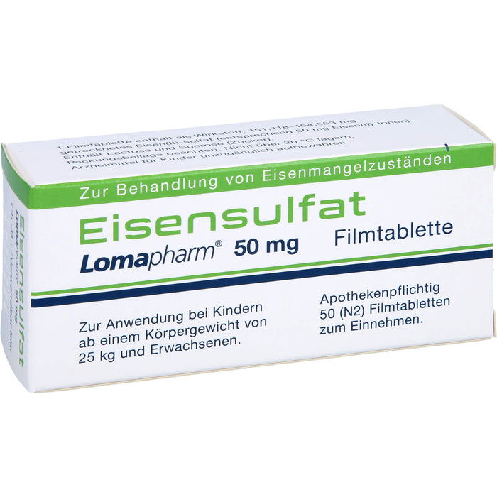 Eisensulfat Lomapharm 50 mg, Filmtablette, 50 pc Tablettes