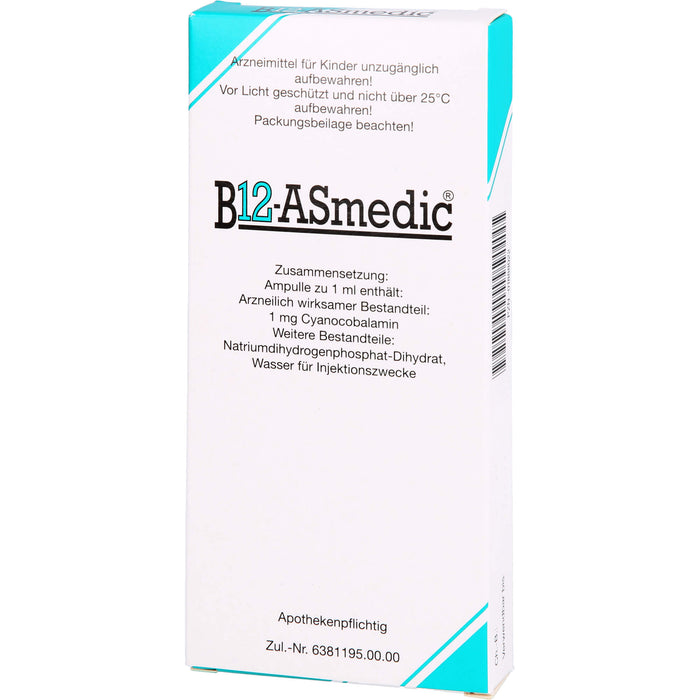 B 12 ASmedic, Injektionslösung mit 1 mg Cyanocobalamin / Ampulle, 10X1 ml ILO