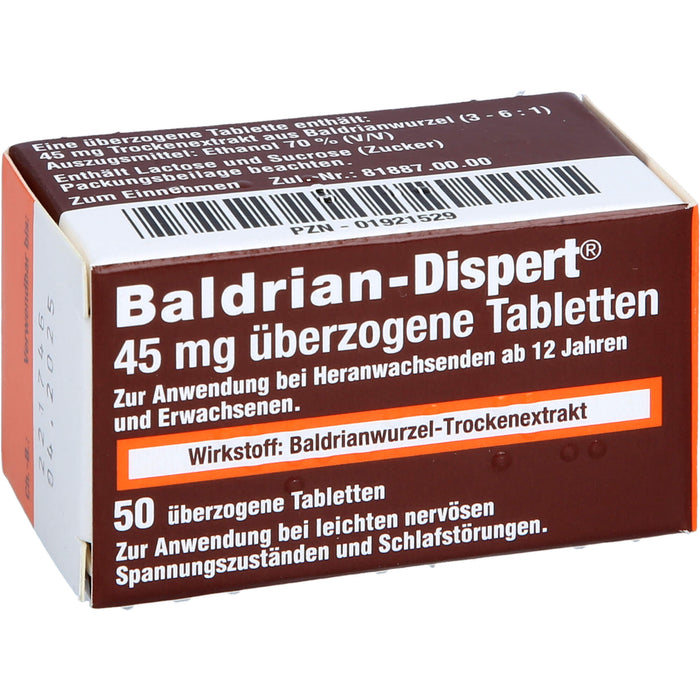 Baldrian-Dispert 45 mg überzogene Tabletten, 50 pcs. Tablets