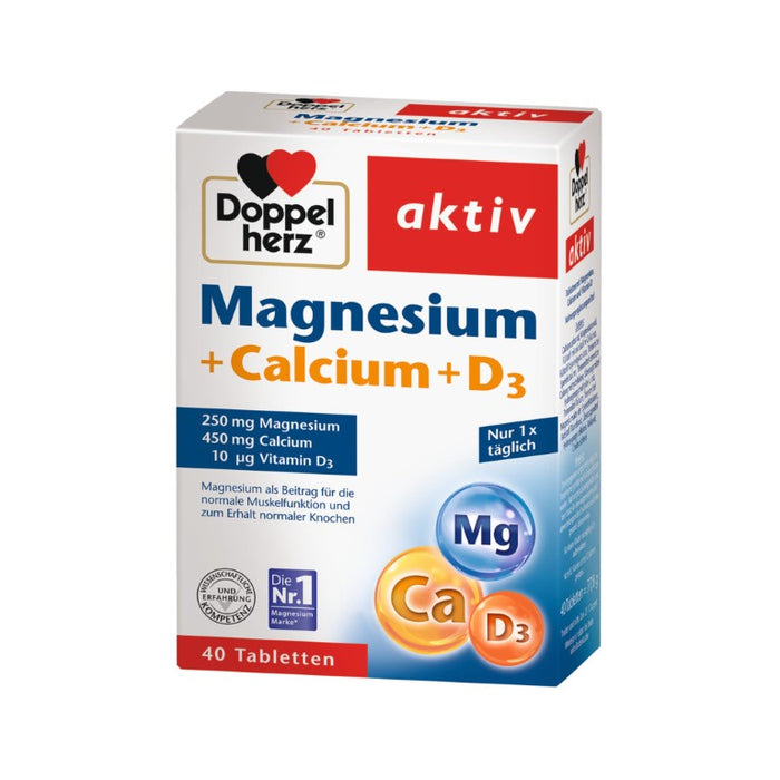 Doppelherz Magnesium + Calcium + D3, 40 St TAB