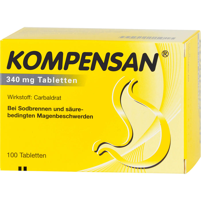 KOMPENSAN 340 mg Tabletten bei Sodbrennen und säurebedingten Magenbeschwerden, 100 pc Tablettes