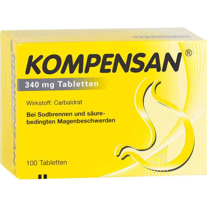 KOMPENSAN 340 mg Tabletten bei Sodbrennen und säurebedingten Magenbeschwerden, 100 pc Tablettes