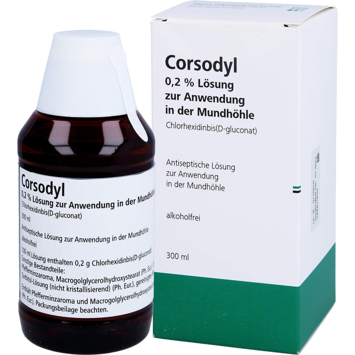 CORSODYL Lösung zum Spülen des Mund- und Rachenraumes Reimport EurimPharm, 300 ml Solution