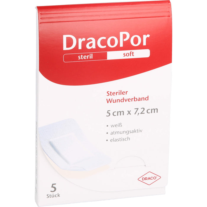 DracoPor soft  5 cm x 7,2 cm weiß steriler Wundverband, 5 St. Wundauflagen