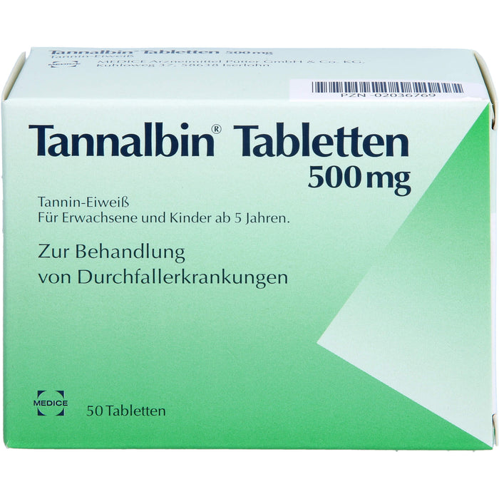 Tannalbin Tabletten 500 mg bei Durchfallerkrankungen, 50 pcs. Tablets