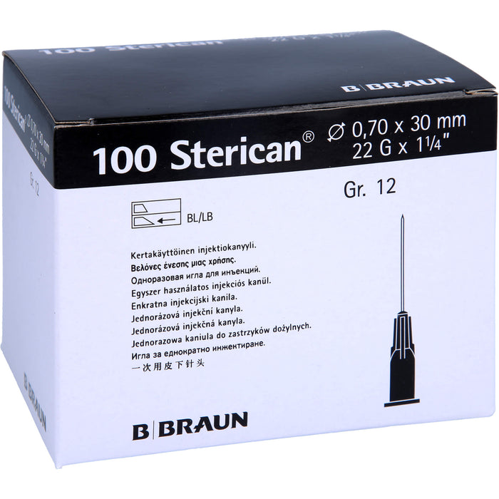 STERICAN 0,70X30 SCHW L L, 100 St KAN