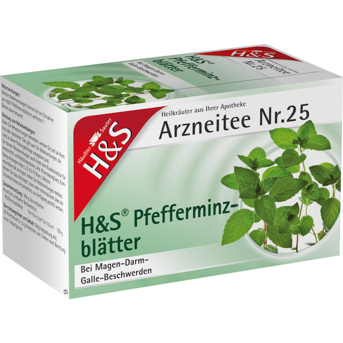 H&S Pfefferminzblätter Arzneitee Nr. 25, 20 pc Sac filtrant