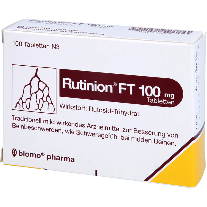 Rutinion FT 100 mg Tabletten zur Besserung von Beinbeschwerden, wie Schweregefühl bei müden Beinen, 100 St. Tabletten