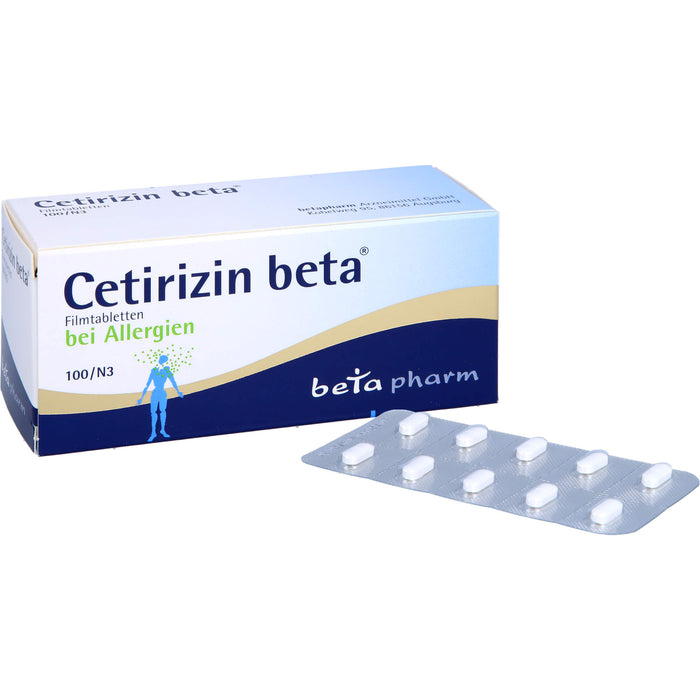 Cetirizin beta Filmtabletten bei Allergien, 100 pcs. Tablets