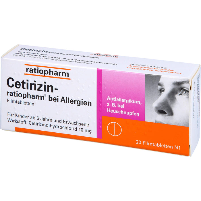 Cetirizin-ratiopharm 10 mg bei Allergien Filmtabletten, 20 pcs. Tablets