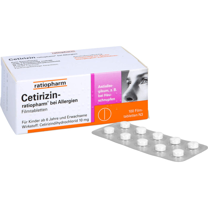 Cetirizin-ratiopharm 10 mg Filmtabletten bei Allergien, 100 St. Tabletten