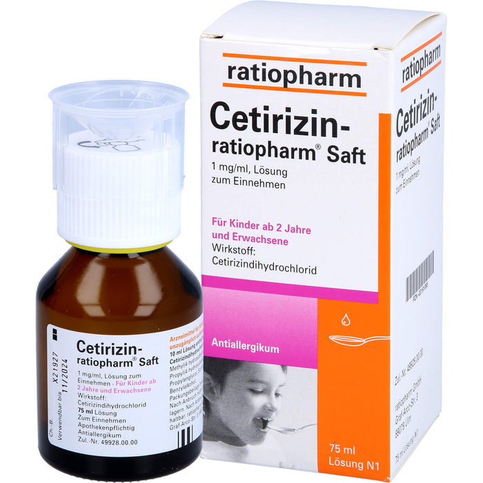 Cetirizin-ratiopharm Saft Antiallergikum, 75 ml Solution