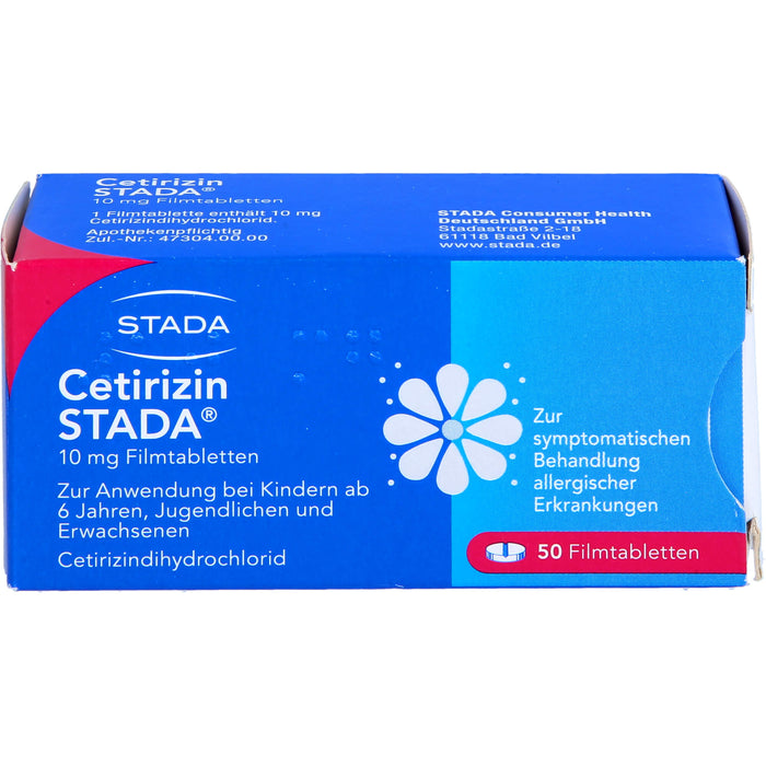 Cetirizin STADA 10 mg Filmtabletten zur symptomatischen Behandlung allergischer Erkrankungen, 50 pc Tablettes