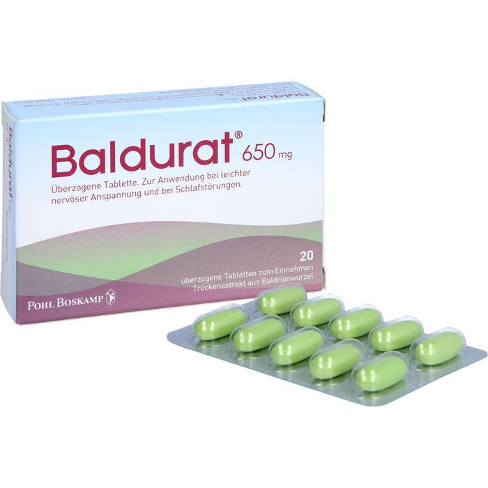 Baldurat 650 mg Tabletten bei leichter nervöser Anspannung und bei Schlafstörungen, 20 pcs. Tablets