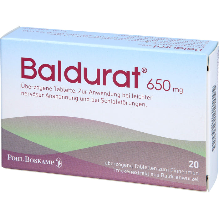 Baldurat 650 mg Tabletten bei leichter nervöser Anspannung und bei Schlafstörungen, 20 pcs. Tablets