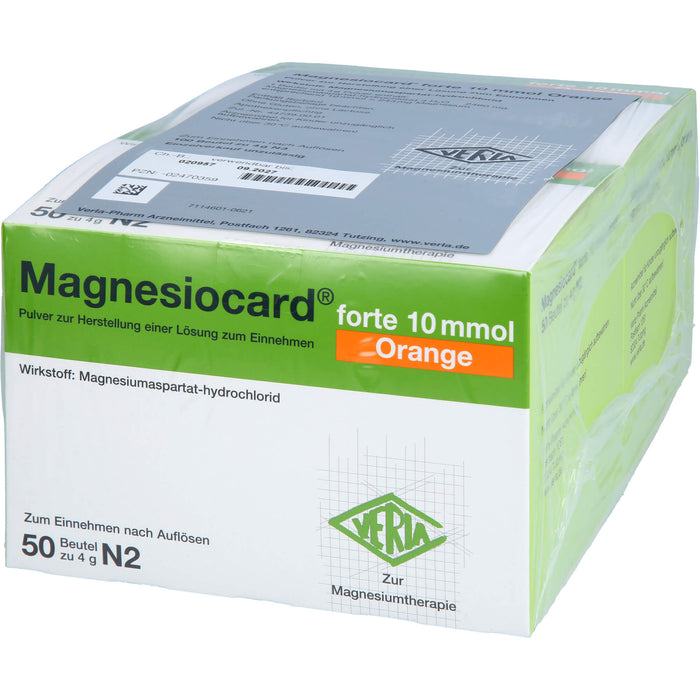 Magnesiocard forte 10 mmol Orange Pulver zur Magnesiumtherapie, 100 pcs. Sachets