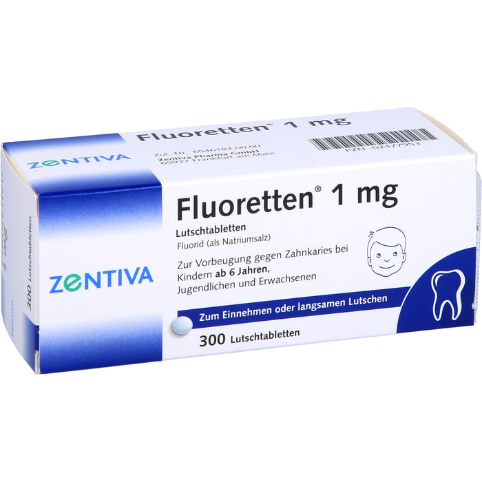 Fluoretten 1 mg Lutschtabletten zur Vorbeugung gegen Zahnkaries bei Kindern ab 6 Jahren, 300 pc Tablettes