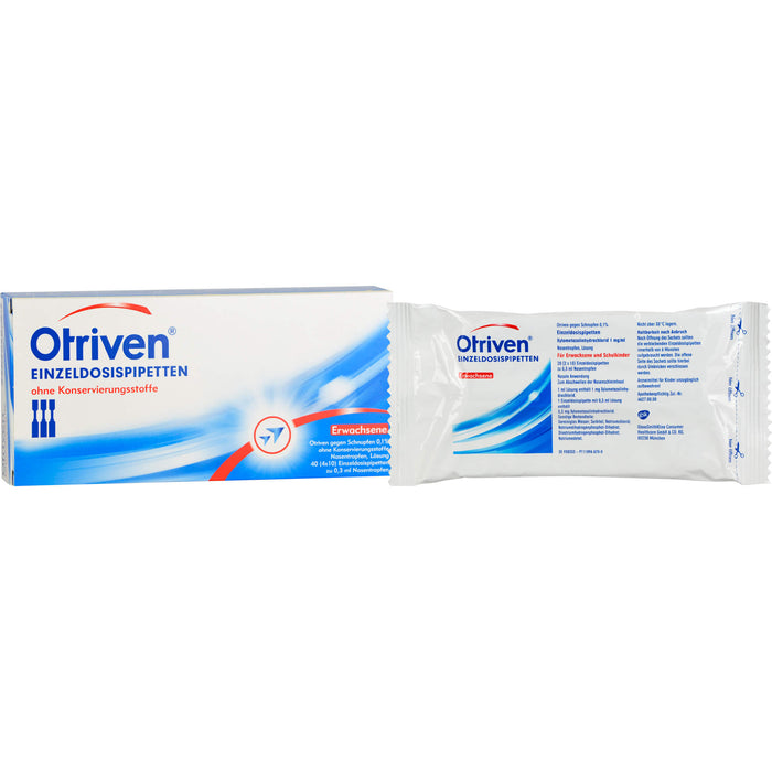 Otriven 0,1 % ohne Konservierungsstoffe Einzeldosispipetten für Erwachsene, 40 pcs. Single-dose pipettes