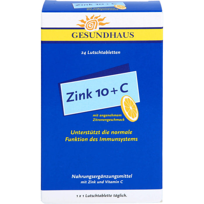 GESUNDHAUS Zink 10 + C Lutschtabletten, 24 St. Tabletten