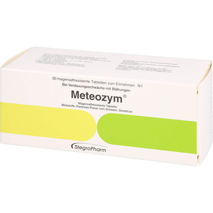 Meteozym Tabletten bei Verdauungsschwäche mit Blähungen, 50 pcs. Tablets