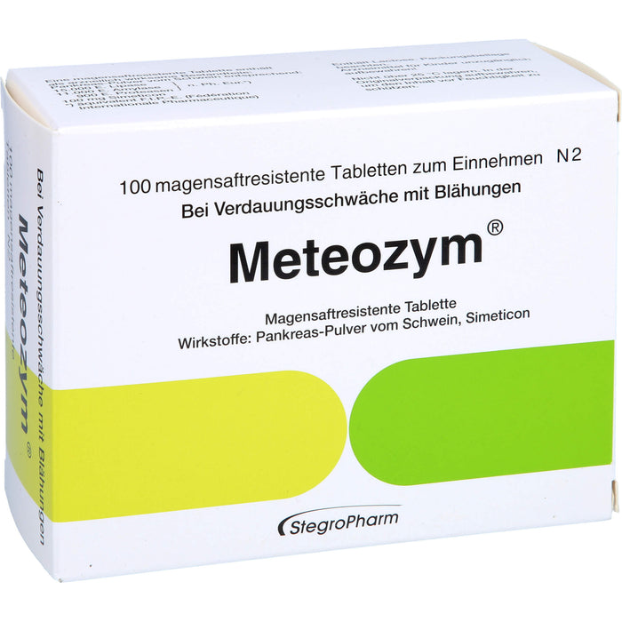 Meteozym Filmtabletten bei Verdauungsschwäche mit Blähungen, 100 pc Tablettes