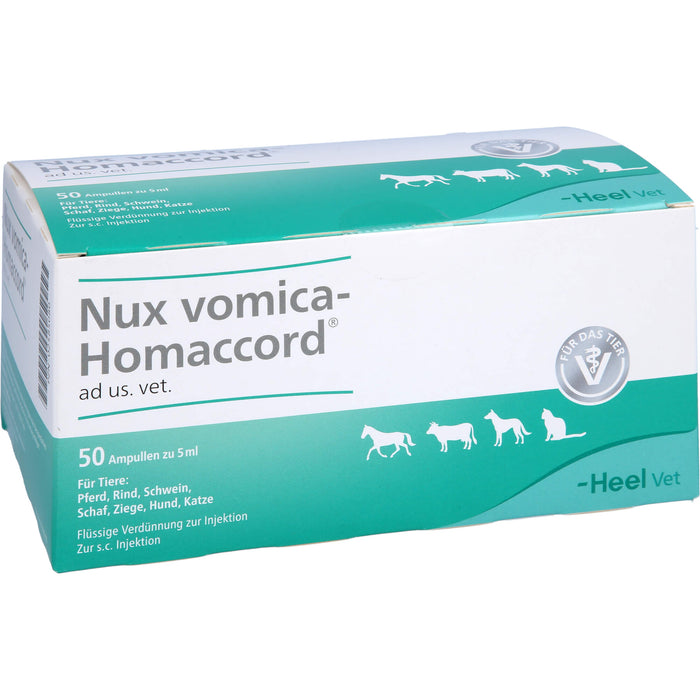 Nux vomica-Homaccord ad us.vet. flüssige Verdünnung für Pferd, Rind , Schwein, Ziege, Hund und Katze, 50 pcs. Ampoules