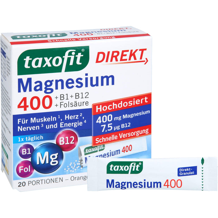 taxofit Magnesium 400 Direkt-Granulat, 20 St. Beutel