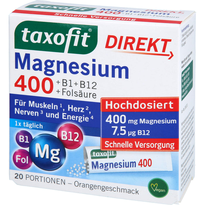 taxofit Magnesium 400 Direkt-Granulat, 20 St. Beutel