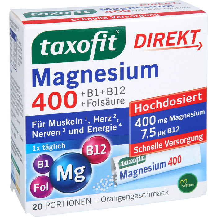 taxofit Magnesium 400 Direkt-Granulat, 20 St. Beutel