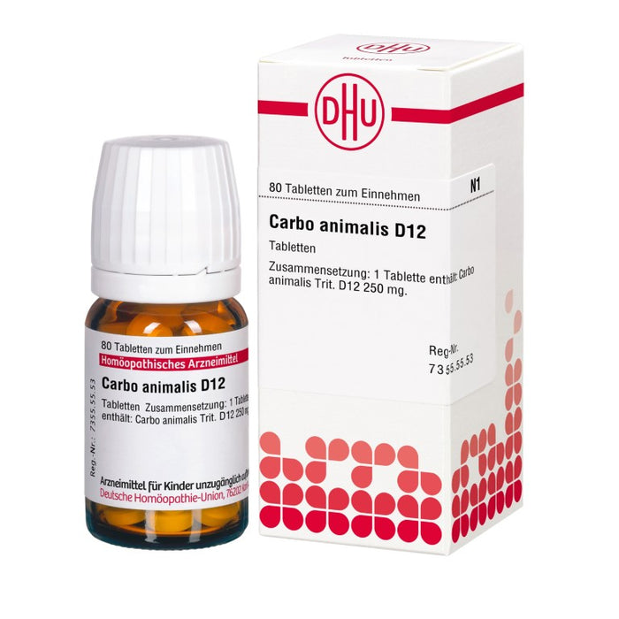 Carbo animalis D12 DHU Tabletten, 80 St. Tabletten