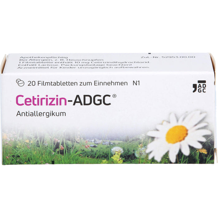 Cetirizin-ADGC Tabletten bei Allergien, 20 pc Tablettes