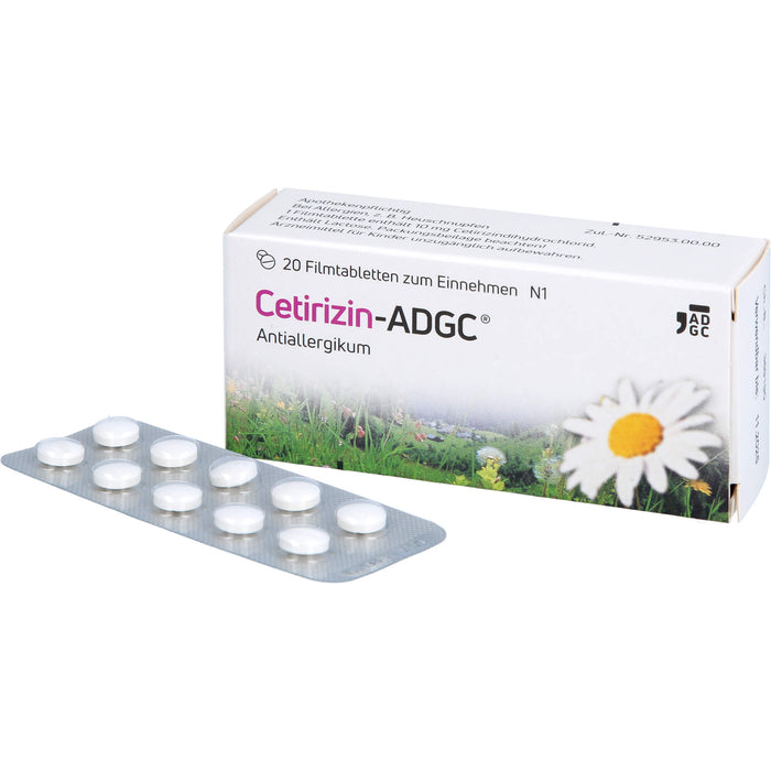 Cetirizin-ADGC Tabletten bei Allergien, 20 pc Tablettes