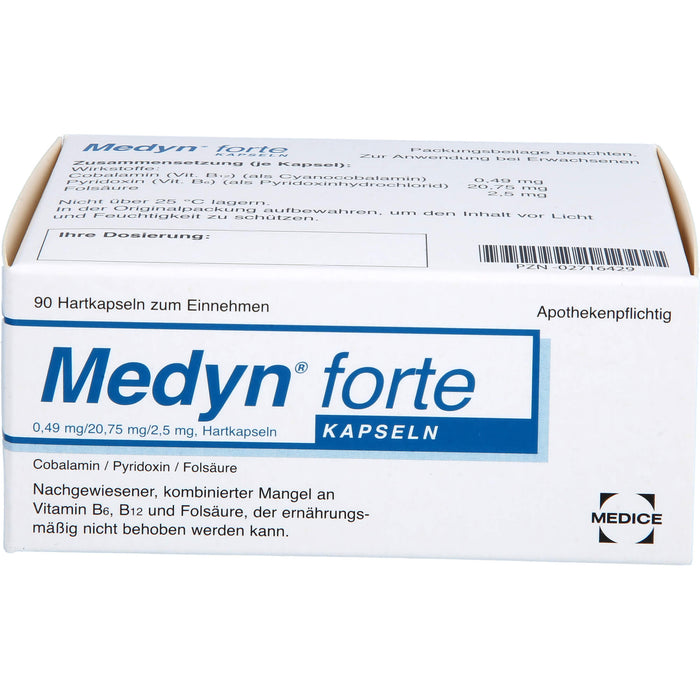 Medyn forte Kapseln bei nachgewiesener, kombinierter Mangel an B6, B12 und Folsäure, 90 pcs. Capsules