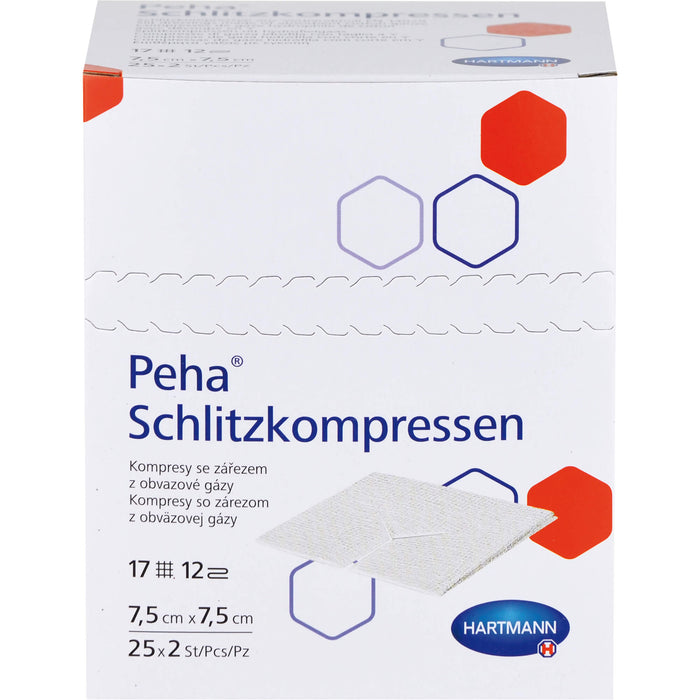 Peha Schlitzkompressen steril 7,5 x 7,5 cm, 50 pcs. Compresses