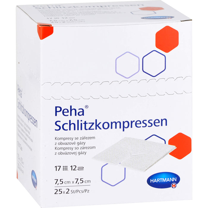 Peha Schlitzkompressen steril 7,5 x 7,5 cm, 50 pcs. Compresses