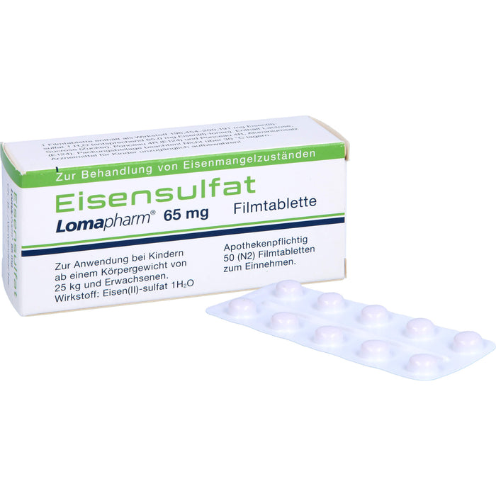 Eisensulfat Lomapharm 65 mg Filmtabletten, 50 pcs. Tablets